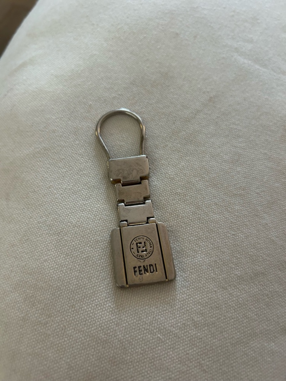 Fendi Silver Metal Logo Key Holder